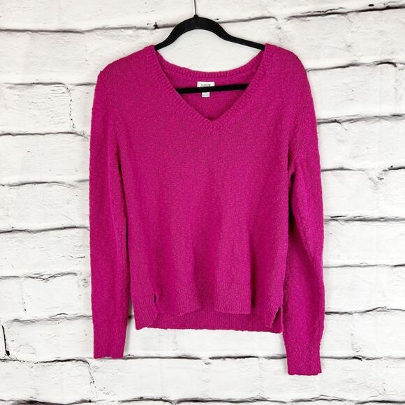 J. Crew Women's V-Neck Pink Pullover Sweater Size M Long Sleeve - Picture 1 of 5